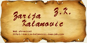 Zarija Kalanović vizit kartica